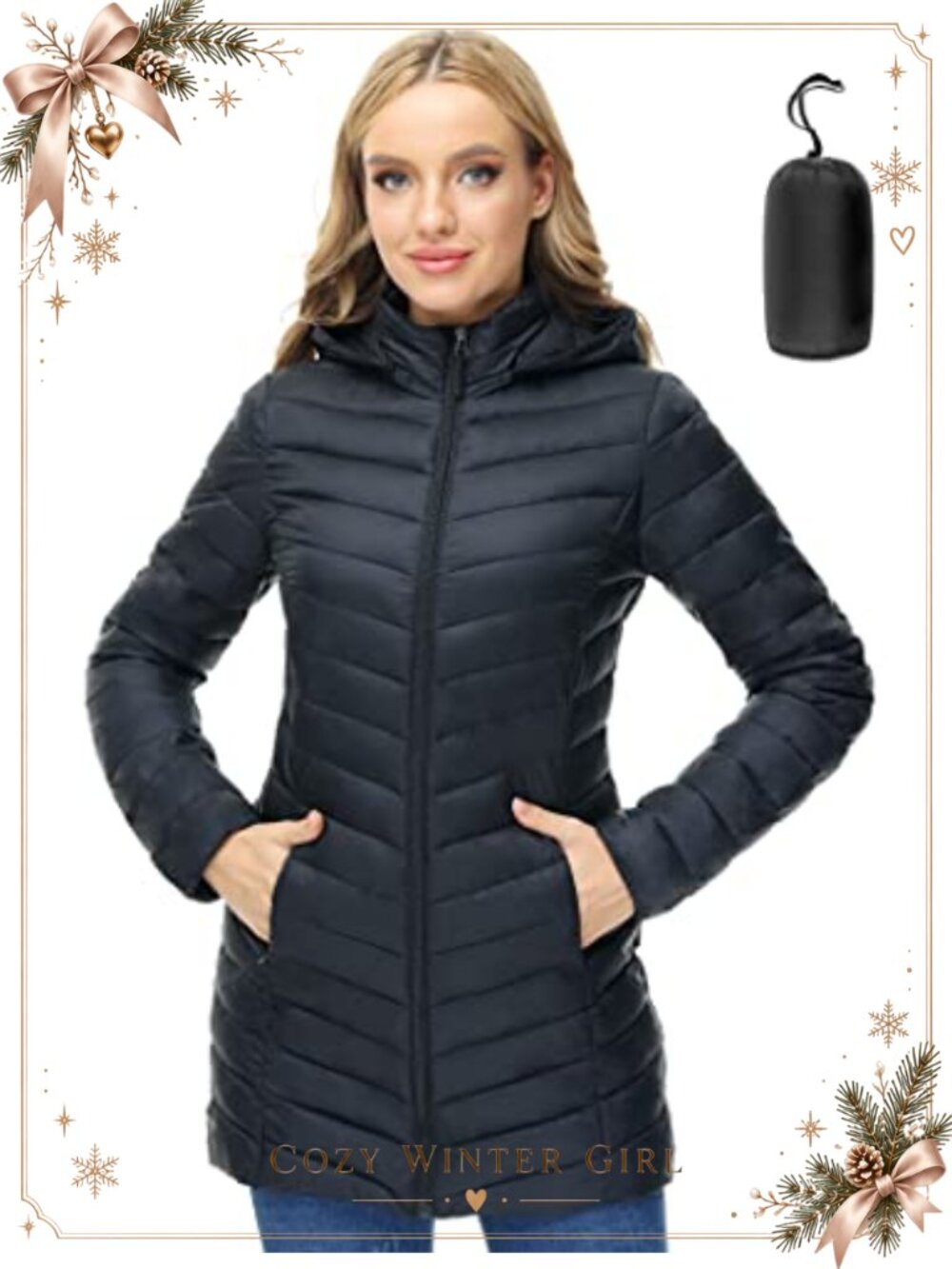 Women's Lightweight Packable Quilted Puffer Jacket Hooded Warm Winter Coat
